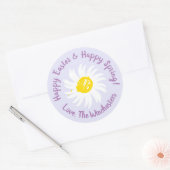ハッピーイースター春ラベンダー可愛いデイジー脚本 ラウンドシール (封筒)