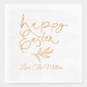 ハッピーイースター書のスクリプトパーソナライズされた名 箔ナプキン (正面)