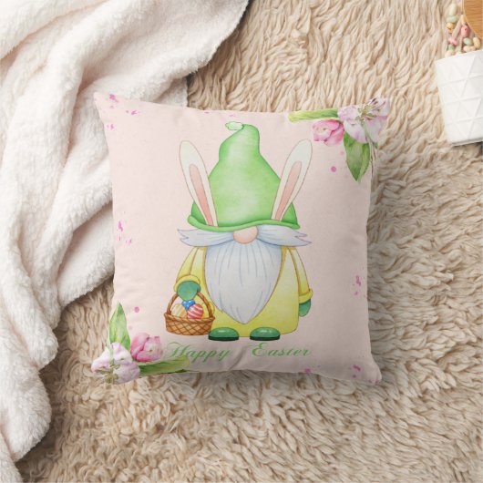 ハッピーイースター格言さくらんぼブロッサムウォーター色 クッション (ブランケット)