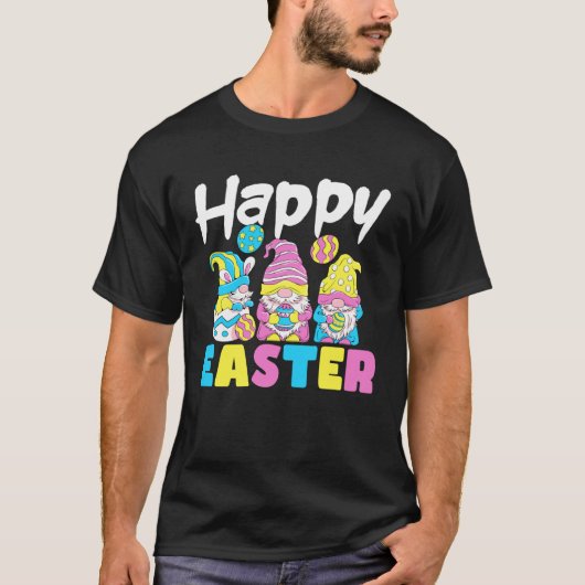 ハッピーイースター格言イースターデイバニーエッグ狩り Tシャツ (正面)
