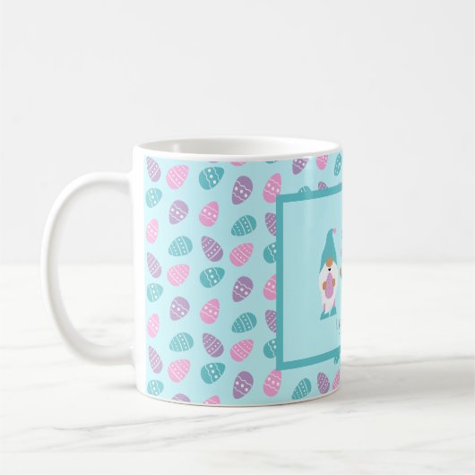 ハッピーイースター格言ジャグリングイースターエッグ コーヒーマグカップ (左)