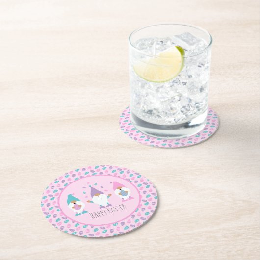 ハッピーイースター格言ジャグリングイースターエッグ ラウンドペーパーコースター (インサイチュ)