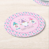 ハッピーイースター格言ジャグリングイースターエッグ ラウンドペーパーコースター (アングル)