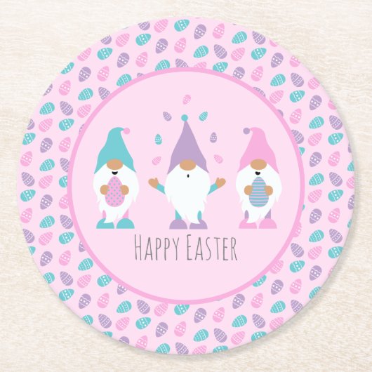 ハッピーイースター格言ジャグリングイースターエッグ ラウンドペーパーコースター (正面)