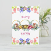 ハッピーイースター水彩エッグシック薄紫バラチューリップ シーズンカード (スタンド正面)