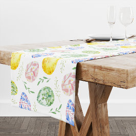 ハッピーイースター水彩エッグ ロングテーブルランナー