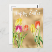 ハッピーイースター水彩チューリップフローラ ポストカード (正面/裏面)