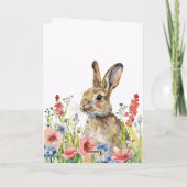 ハッピーイースター水彩バニーインフラワーズファミリー カード (裏面)