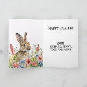 ハッピーイースター水彩バニーインフラワーズファミリー カード (内部)