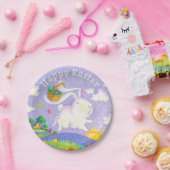 ハッピーイースター水彩バニーウサギ卵籠 ペーパープレート (パーティー)