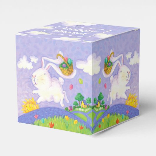 ハッピーイースター水彩バニーラビットエッグバスケット フェイバーボックス (正面サイド)