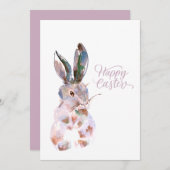 ハッピーイースター水彩バニー シーズンカード (正面/裏面)