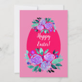 ハッピーイースター水彩フローラピンク卵 シーズンカード (正面)