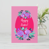 ハッピーイースター水彩フローラピンク卵 シーズンカード (スタンド正面)
