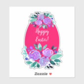 ハッピーイースター水彩フローラピンク卵 シール (シート)