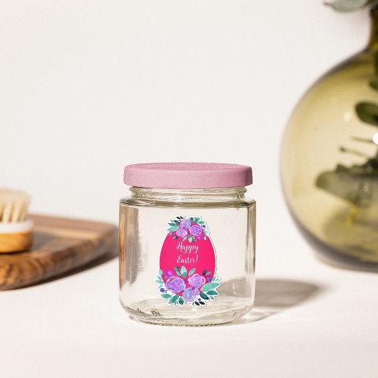 ハッピーイースター水彩フローラピンク卵 シール