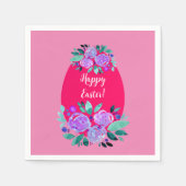 ハッピーイースター水彩フローラピンク卵 スタンダードカクテルナプキン (正面)