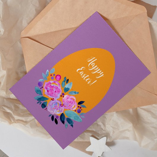 ハッピーイースター水彩フローラ卵 シーズンカード