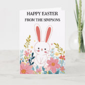 ハッピーイースター水彩可愛いかわいいバニーファミリー カード (正面)