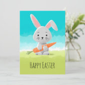ハッピーイースター水彩可愛いバニーニンジン シーズンカード (スタンド正面)