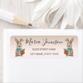 ハッピーイースター水彩可愛い漫画のバンニーレーベル ラベル