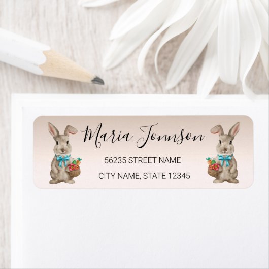 ハッピーイースター水彩可愛い漫画のバンニーレーベル ラベル (インサイチュ)