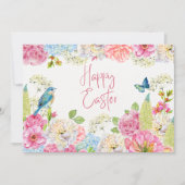 ハッピーイースター水彩春フローラ ノートカード (正面)