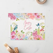 ハッピーイースター水彩春フローラ ノートカード (正面/裏面インサイチュ)