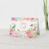 ハッピーイースター水彩春フローラ 空白の シーズンカード (正面)