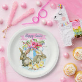 ハッピーイースター水彩春日 ペーパープレート (パーティー)