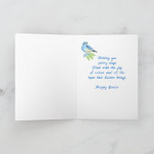 ハッピーイースター水彩鳥、山の青鳥 シーズンカード (内部)