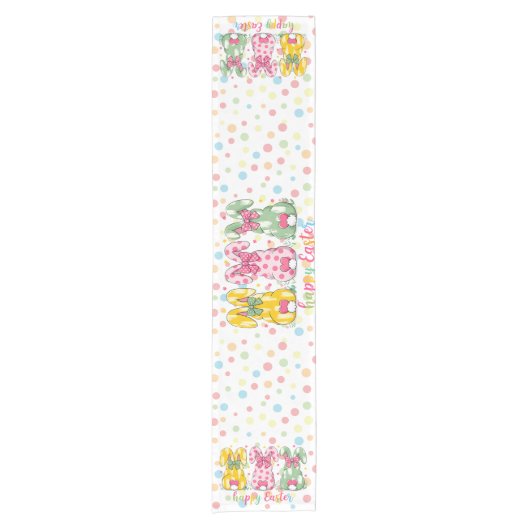 ハッピーイースター水玉模様イースターバニー ショートテーブルランナー (正面)