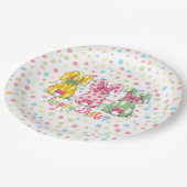 ハッピーイースター水玉模様イースターバニー ペーパープレート (アングル)