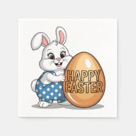 ハッピーイースター水玉模様バニー スタンダードカクテルナプキン