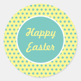 ハッピーイースター水玉模様ラウンドステッカー（パステル） ラウンドシール