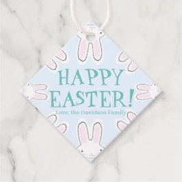 ハッピーイースター淡い色のブルーおもしろいかわいい覗き窓 フェイバータグ