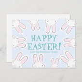 ハッピーイースター淡い色のブルーカスタムカワイブニーおもしろい シーズンポストカード (正面/裏面)