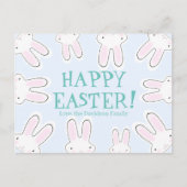 ハッピーイースター淡い色のブルーカスタムカワイブニーおもしろい シーズンポストカード (正面)
