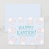 ハッピーイースター淡い色のブルー可愛いおもしろいバンニカスタムー シーズンカード (正面/裏面)