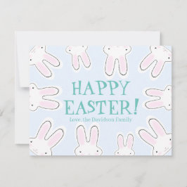 ハッピーイースター淡い色のブルー可愛いおもしろいバンニカスタムー シーズンカード