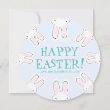 ハッピーイースター淡い色のブルー可愛いおもしろいバンニカスタムー