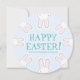 ハッピーイースター淡い色のブルー可愛いおもしろいバンニカスタムー シーズンカード