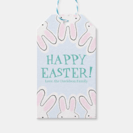 ハッピーイースター淡い色のブルー可愛いおもしろい覗き穴 ギフトタグ