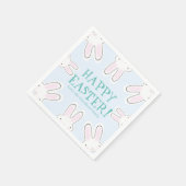 ハッピーイースター淡い色のブルー可愛いピーキングおもしろいバニー スタンダードカクテルナプキン (角)