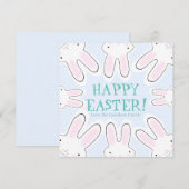 ハッピーイースター淡い色のブルー可愛い覗きバニおもしろい シーズンカード (正面/裏面)