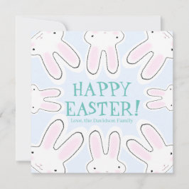 ハッピーイースター淡い色のブルー可愛い覗きバニおもしろい シーズンカード