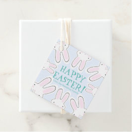 ハッピーイースター淡い色のブルー可愛い覗きバニおもしろい フェイバータグ