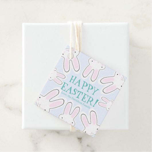 ハッピーイースター淡い色のブルー可愛い覗きバニおもしろい フェイバータグ (インサイチュ)