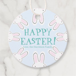 ハッピーイースター淡い色のブルー可愛い覗きバニおもしろい フェイバータグ