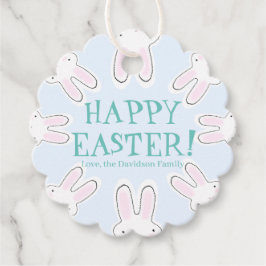 ハッピーイースター淡い色のブルー可愛い覗きバニおもしろい フェイバータグ